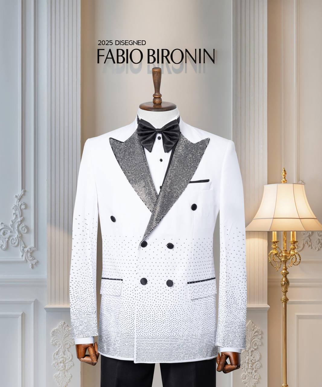 White & Black Gradient Shawl Lapel Men's Tuxedo thumbnail