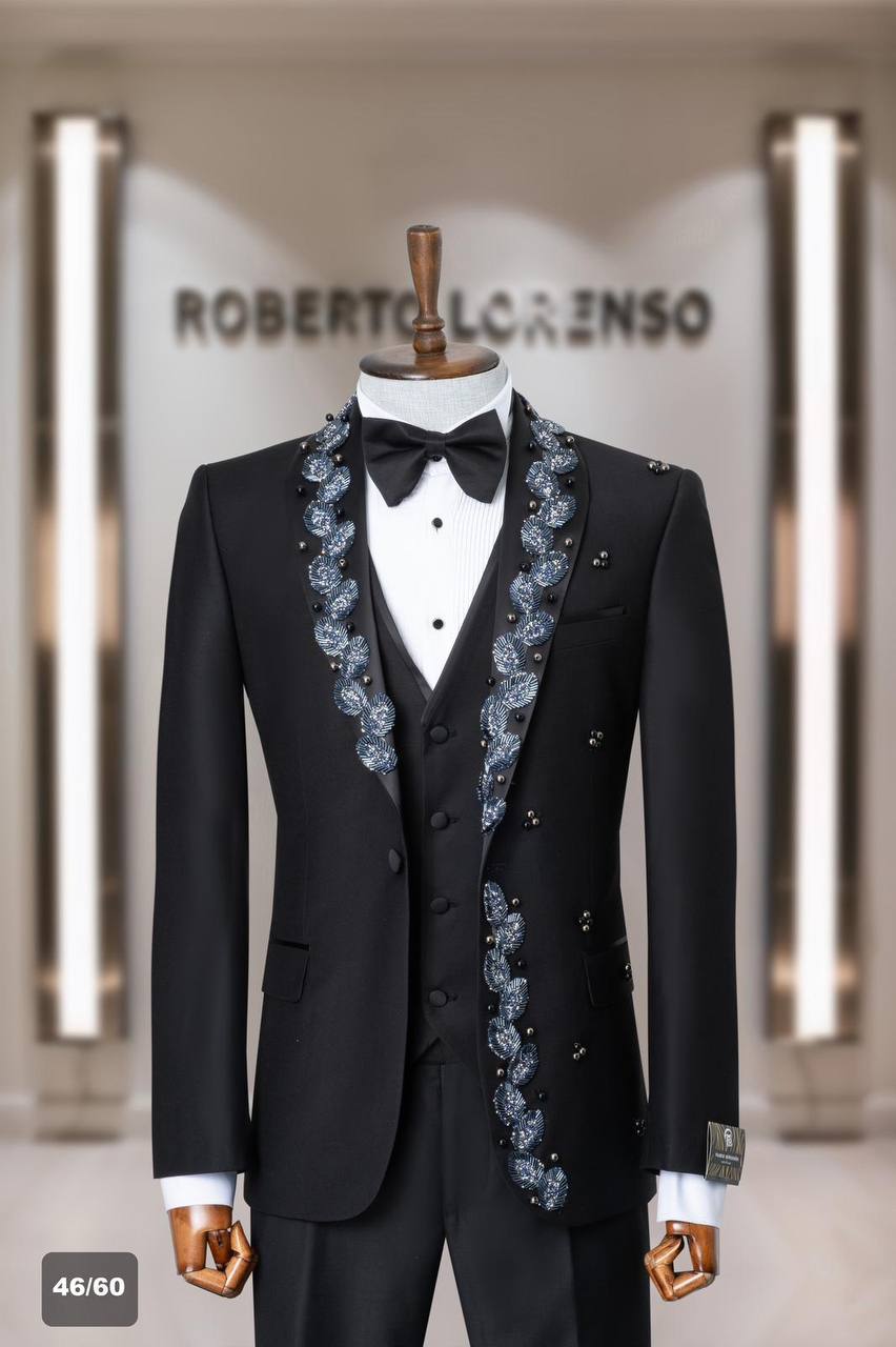 Embroidered Shawl Lapel Men's Ceremony Tuxedo thumbnail