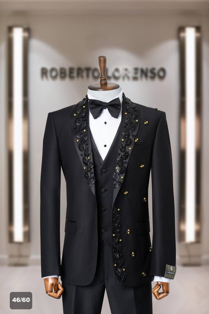 Embroidered Shawl Lapel Men's Ceremony Tuxedo thumbnail