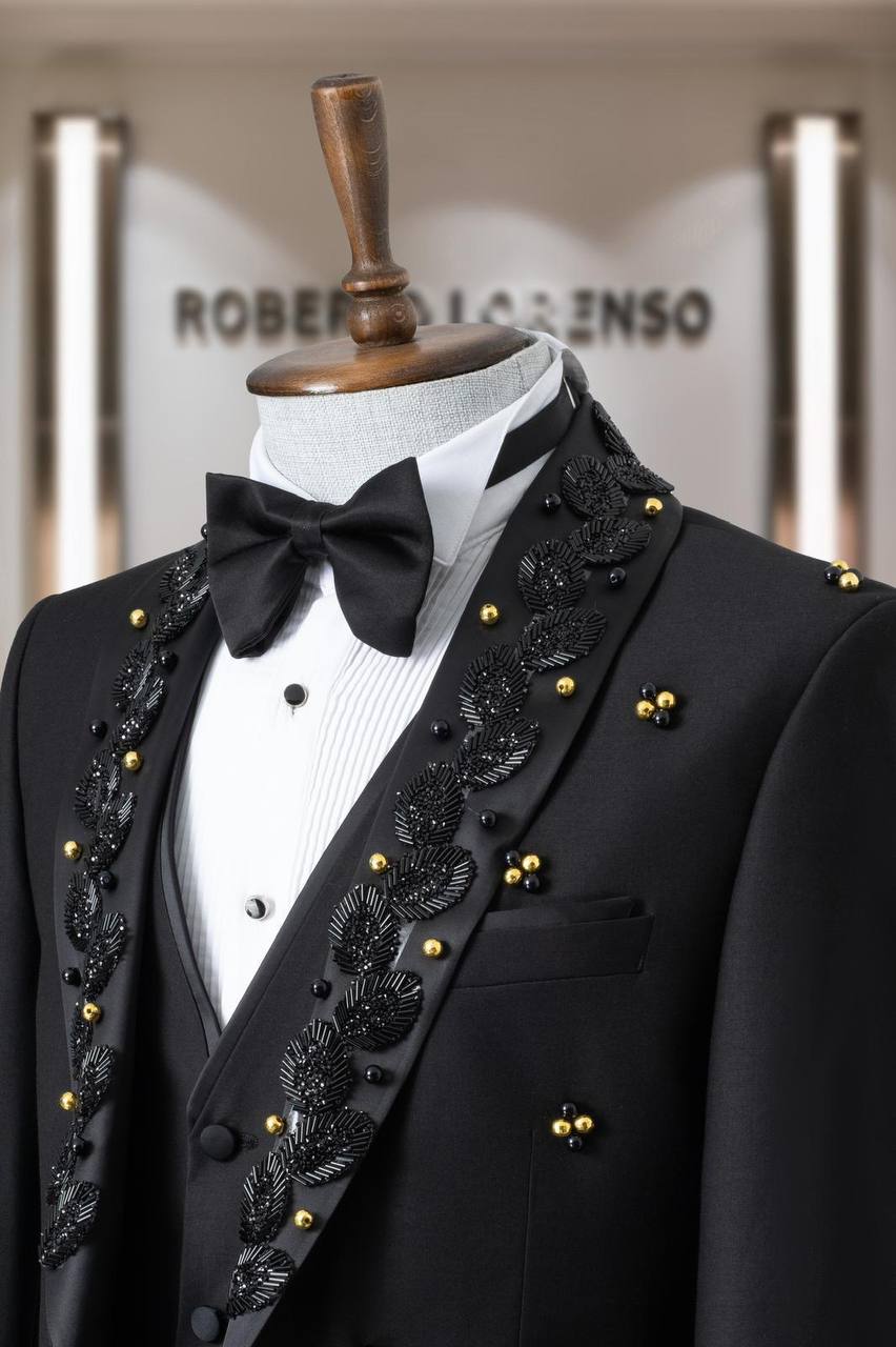 Embroidered Shawl Lapel Men's Ceremony Tuxedo thumbnail