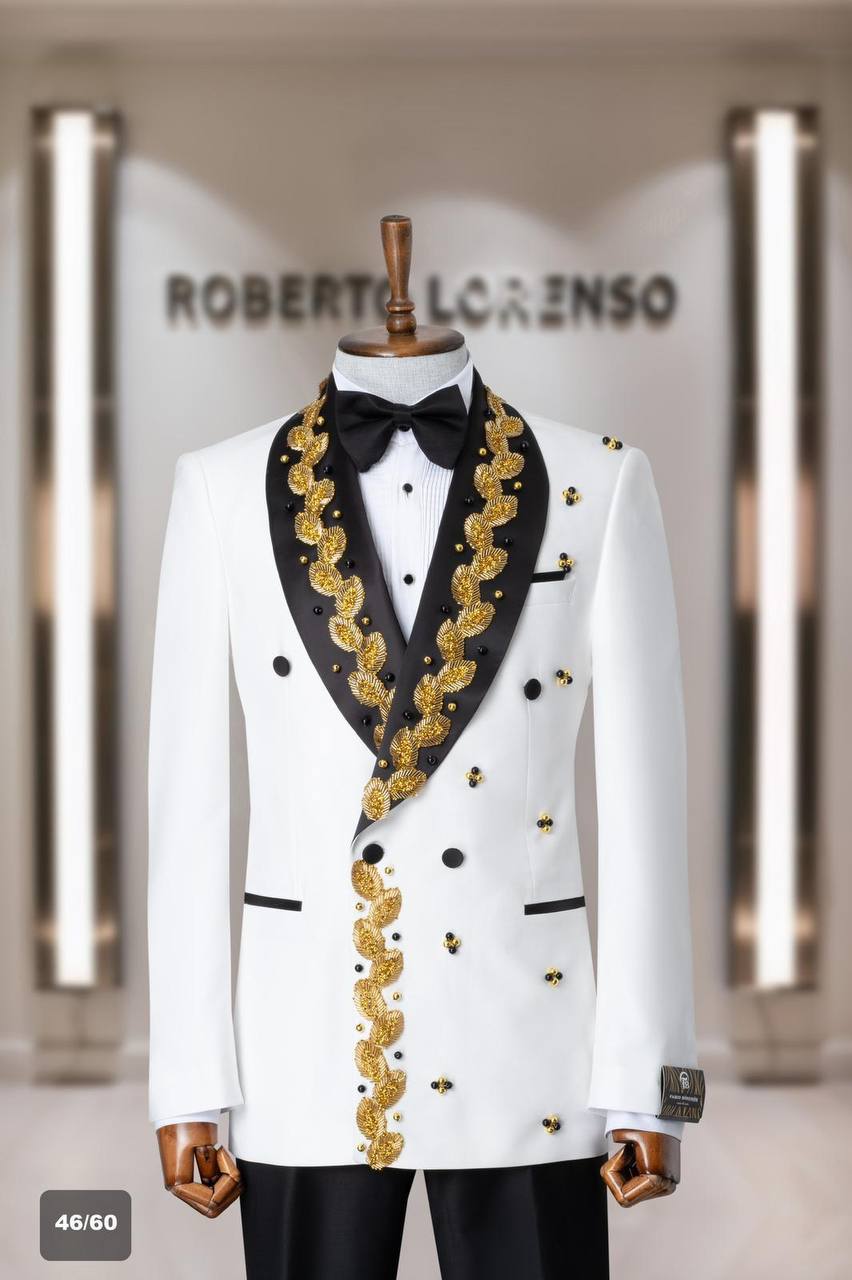 Embroidered Shawl Lapel Men's Ceremony Tuxedo thumbnail