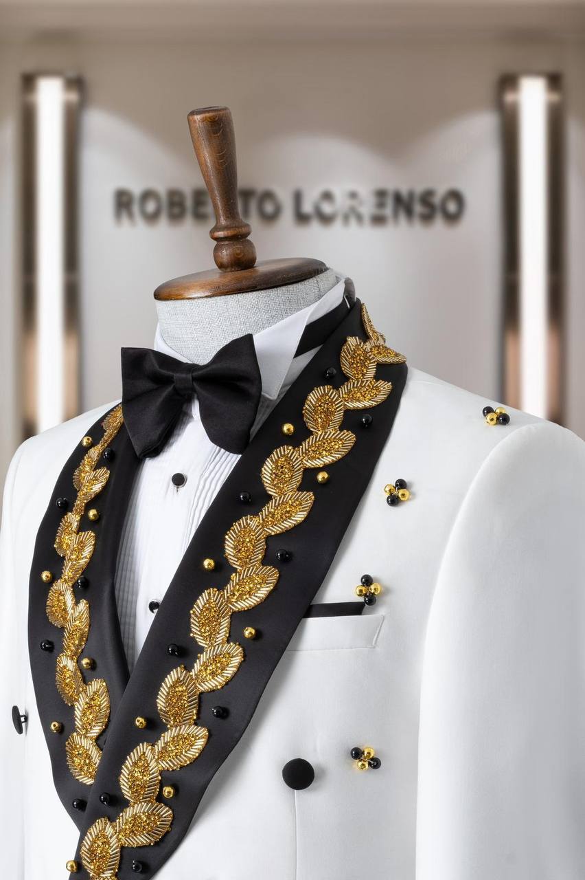 Embroidered Shawl Lapel Men's Ceremony Tuxedo thumbnail