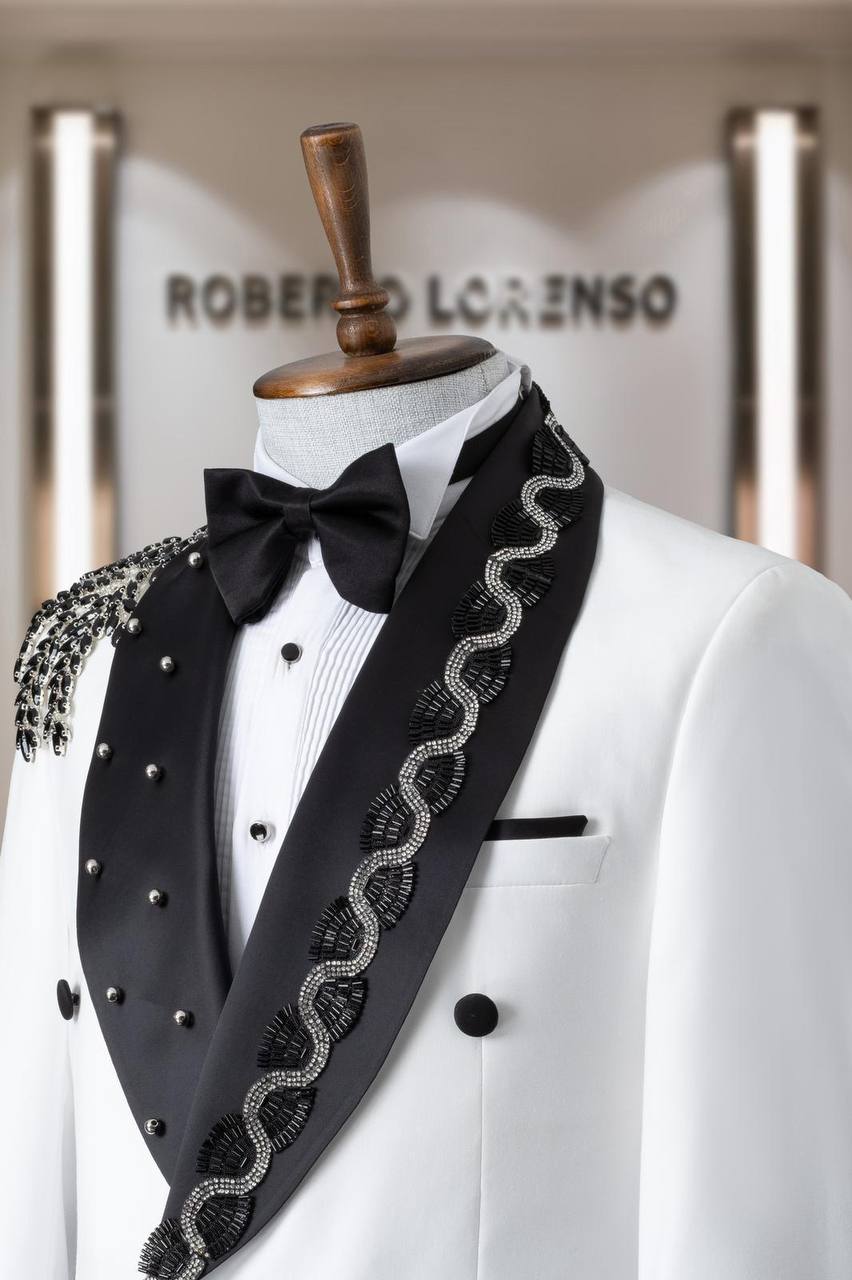 Embroidered Shawl Lapel Men's Ceremony Tuxedo thumbnail