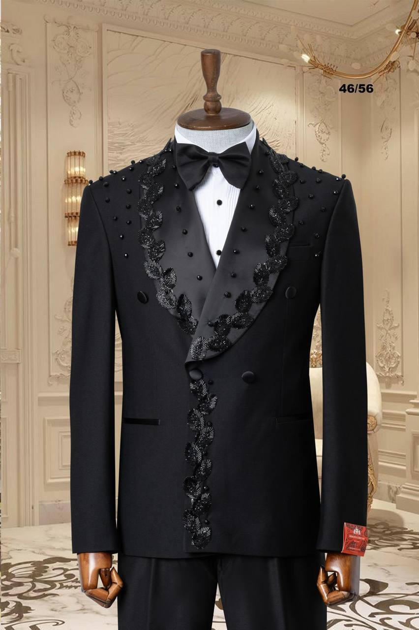 Gold Embroidered Shawl Lapel Men's Tuxedo thumbnail
