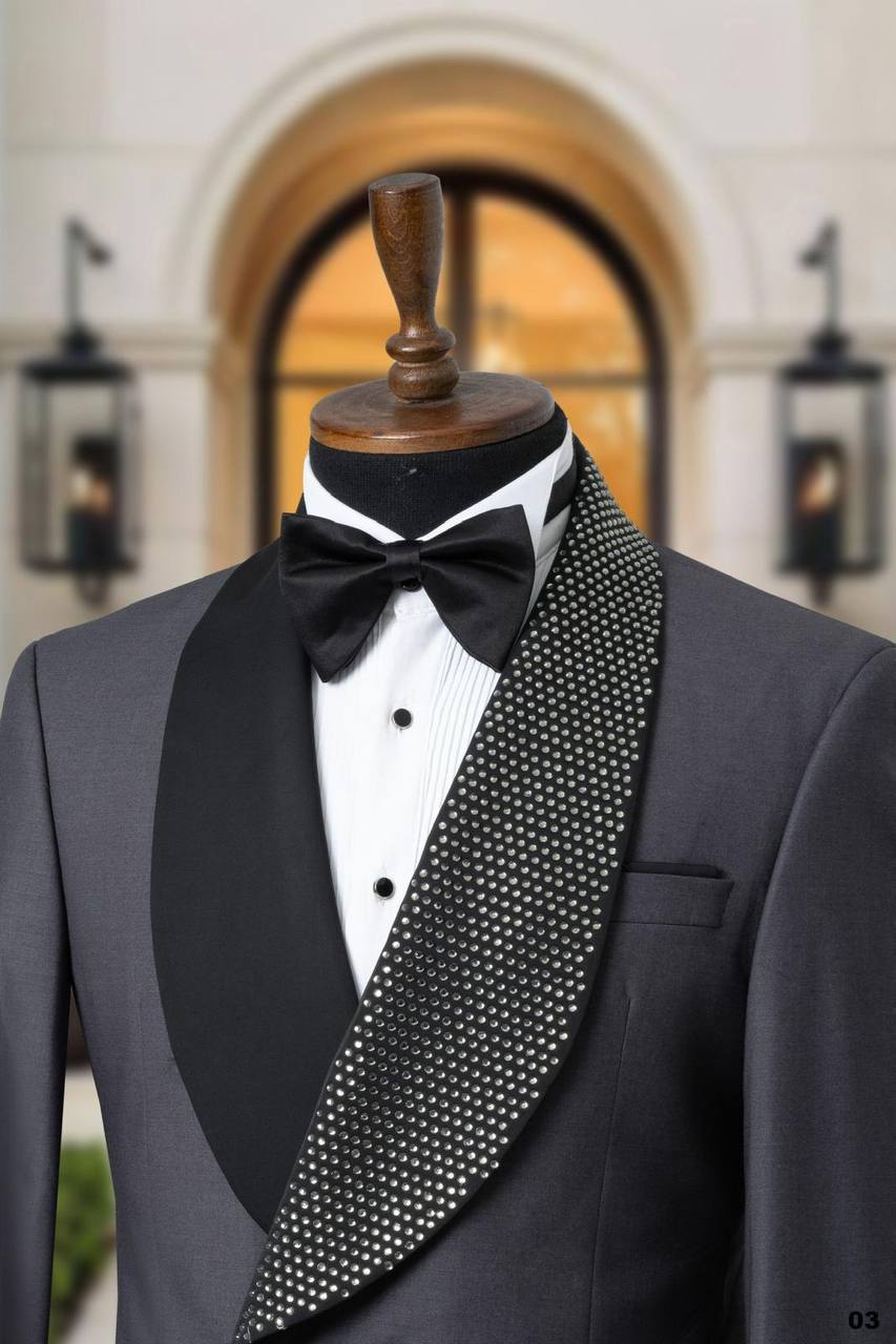 Crystal Detailed Shawl Lapel Men's Tuxedo thumbnail