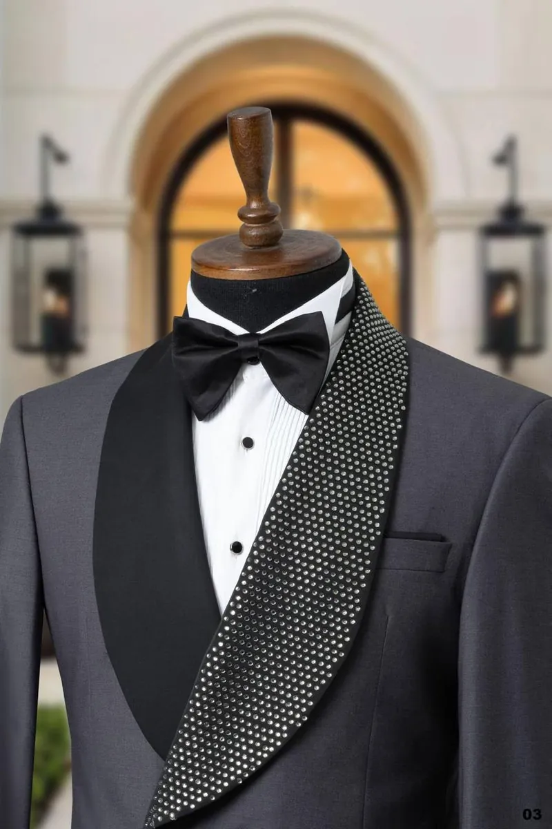 Crystal Detailed Shawl Lapel Men's Tuxedo – view 4