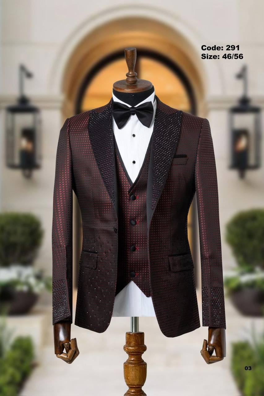 Jacquard Fabric Shawl Lapel Men's Tuxedo thumbnail