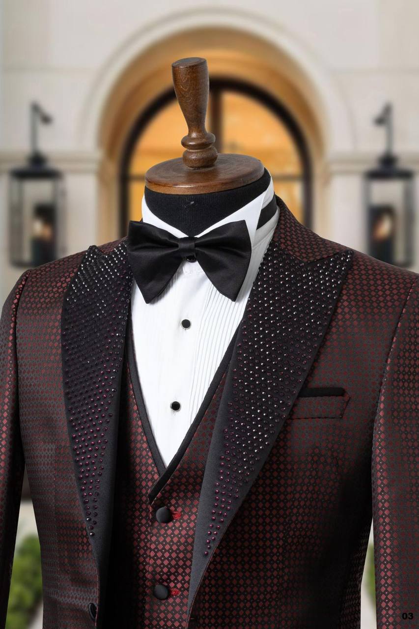Jacquard Fabric Shawl Lapel Men's Tuxedo thumbnail