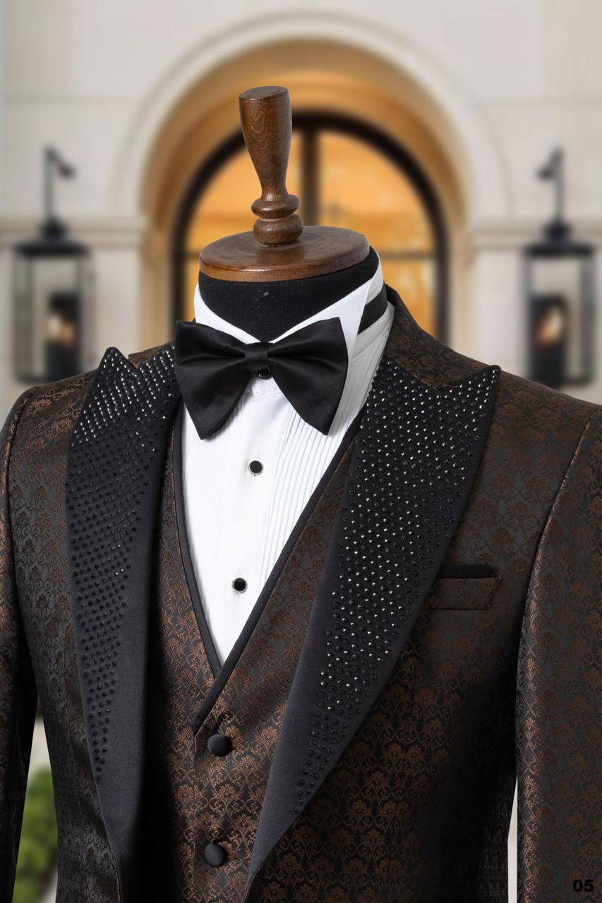 Jacquard Fabric Shawl Lapel Men's Tuxedo thumbnail