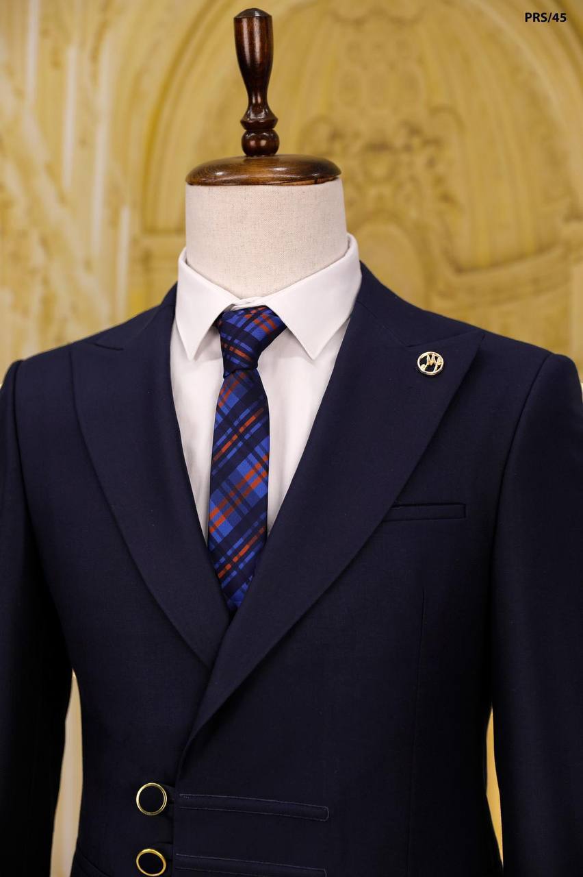 Asymmetric Front Men's Modern Two Piece Suit with Hook Detail thumbnail