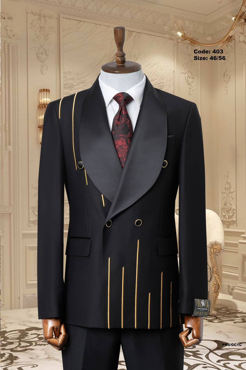 Gold Line Detail Shawl Lapel Men's Tuxedo thumbnail