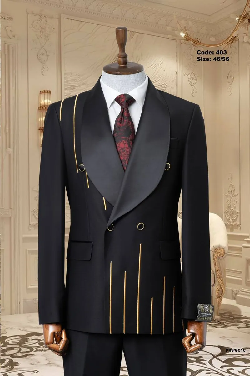 Gold Line Detail Shawl Lapel Men's Tuxedo – view 21