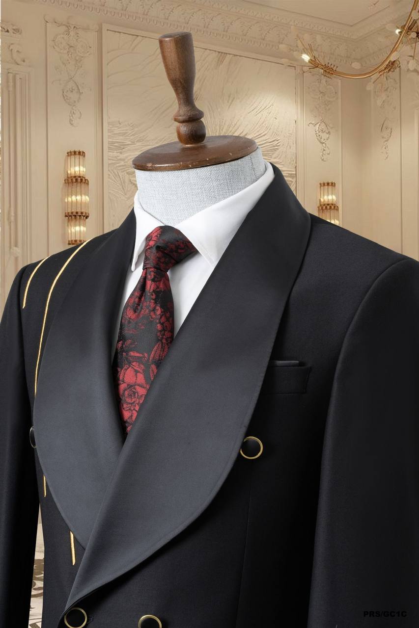 Gold Line Detail Shawl Lapel Men's Tuxedo thumbnail