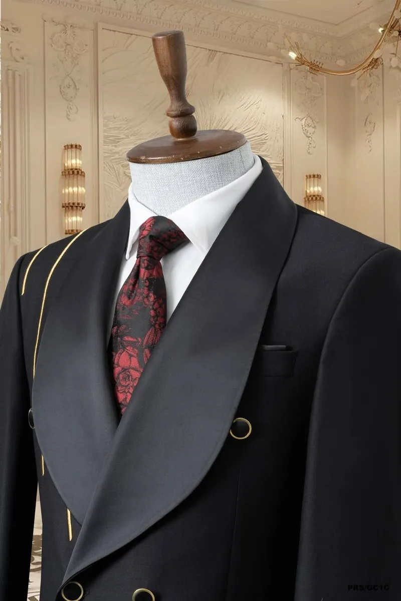 Gold Line Detail Shawl Lapel Men's Tuxedo – view 22