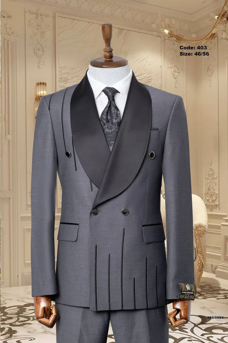 Gold Line Detail Shawl Lapel Men's Tuxedo – view 25