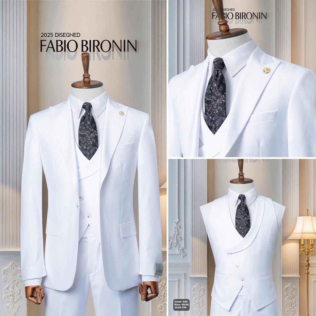 Three Piece Slim Fit Business Men's Suit with Vest thumbnail