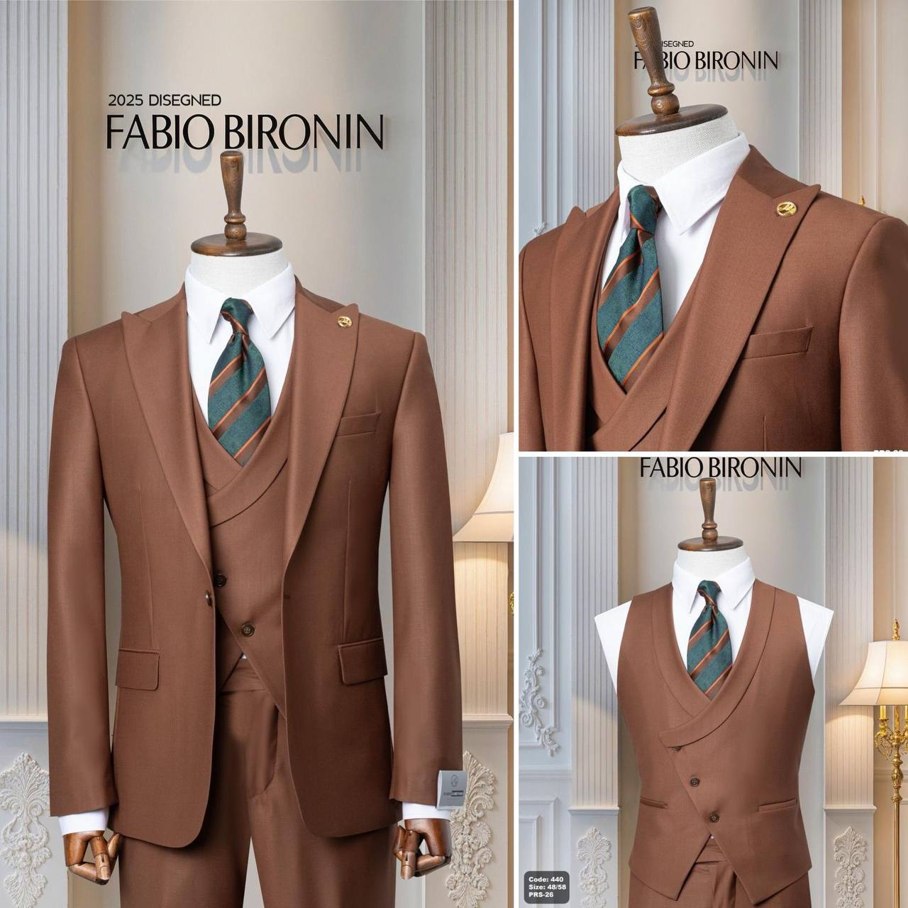 Three Piece Slim Fit Business Men's Suit with Vest thumbnail
