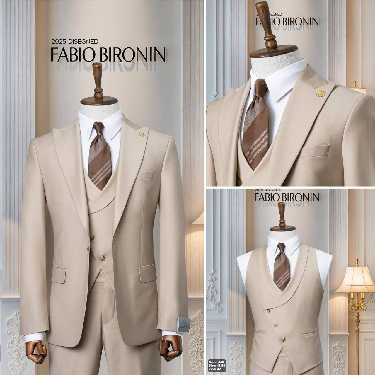 Three Piece Slim Fit Business Men's Suit with Vest thumbnail