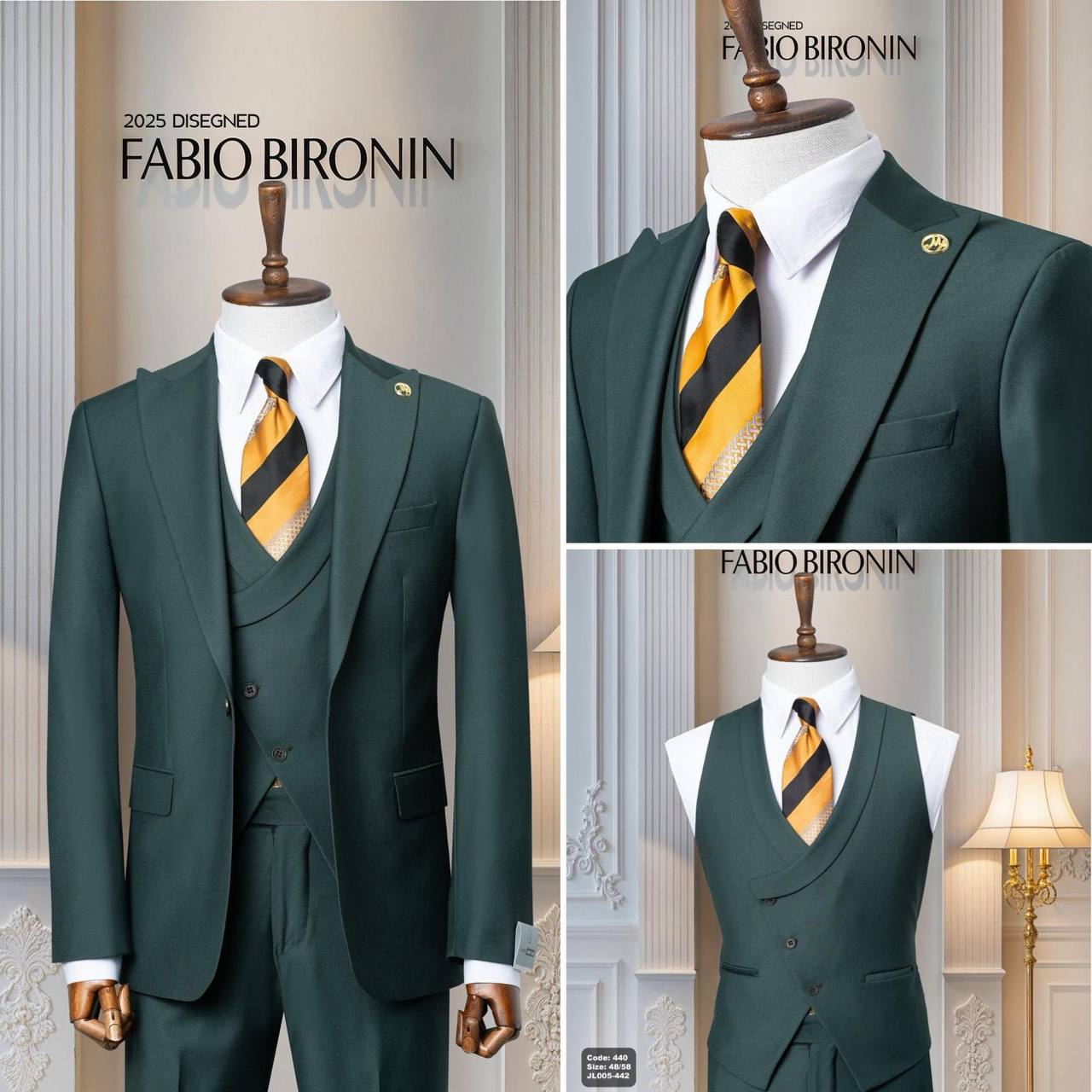 Three Piece Slim Fit Business Men's Suit with Vest thumbnail