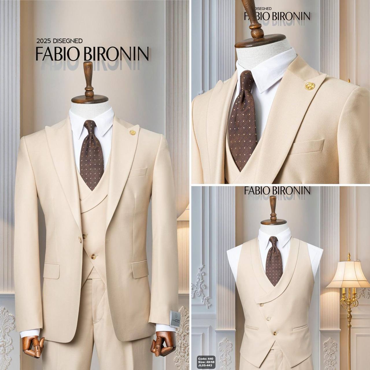 Three Piece Slim Fit Business Men's Suit with Vest thumbnail