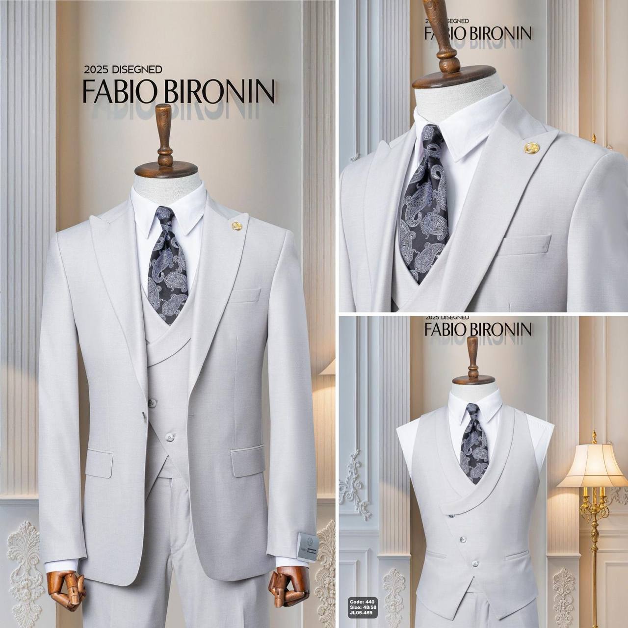 Three Piece Slim Fit Business Men's Suit with Vest thumbnail
