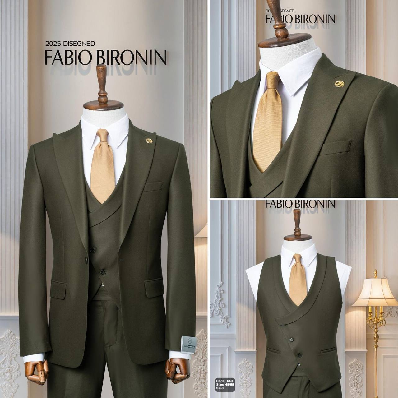 Three Piece Slim Fit Business Men's Suit with Vest thumbnail