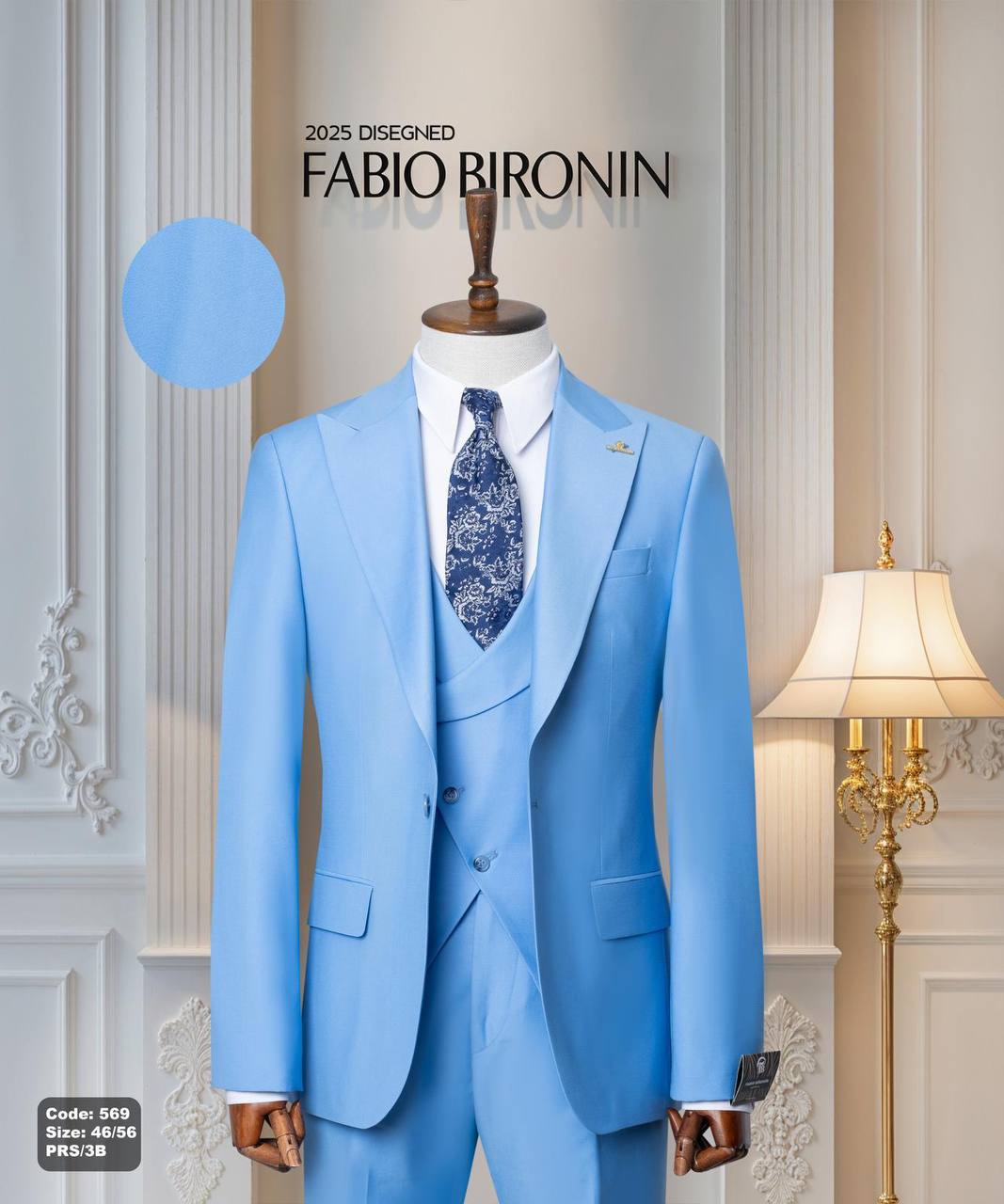 Three Piece Slim Fit Men's Suit with Vest thumbnail