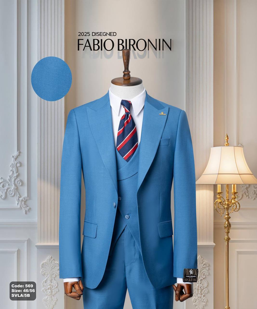Three Piece Slim Fit Men's Suit with Vest thumbnail