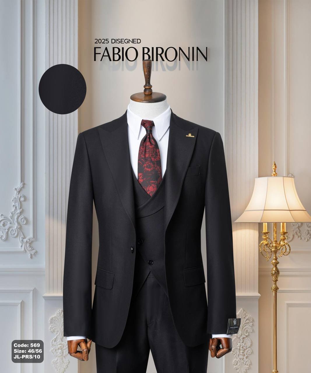 Three Piece Slim Fit Men's Suit with Vest thumbnail