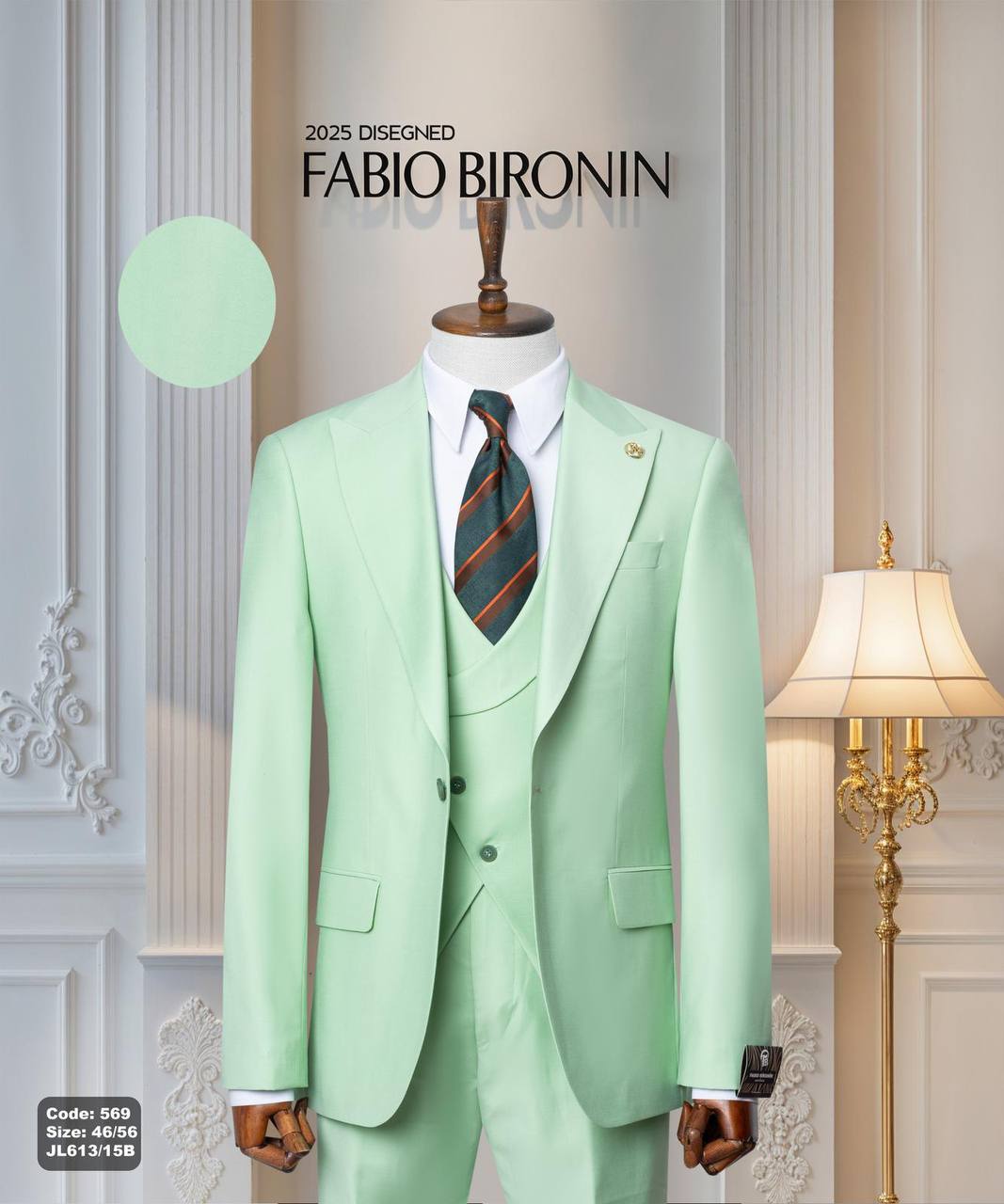 Three Piece Slim Fit Men's Suit with Vest thumbnail