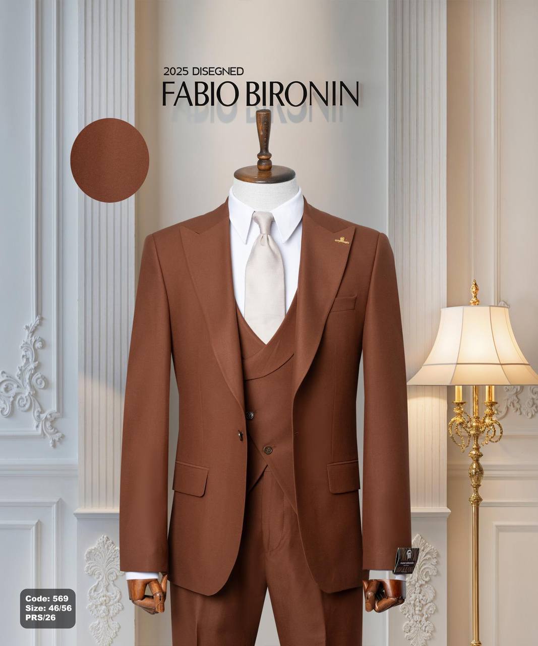 Three Piece Slim Fit Men's Suit with Vest thumbnail