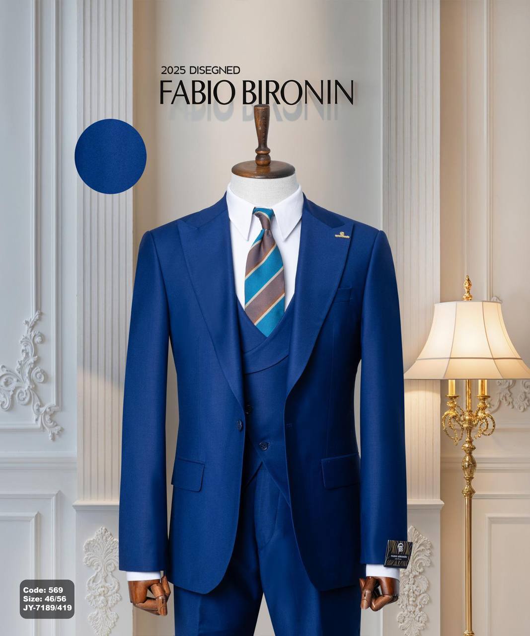 Three Piece Slim Fit Men's Suit with Vest thumbnail