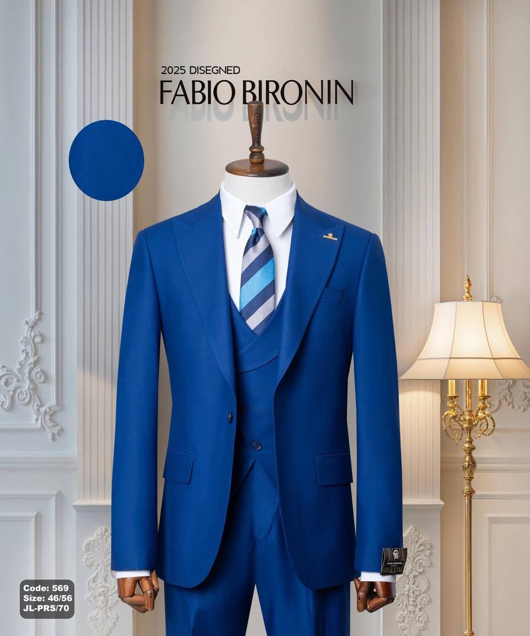 Three Piece Slim Fit Men's Suit with Vest thumbnail