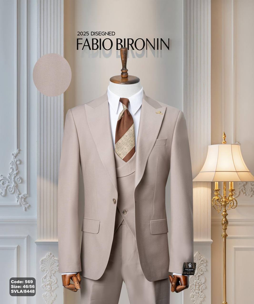Three Piece Slim Fit Men's Suit with Vest thumbnail