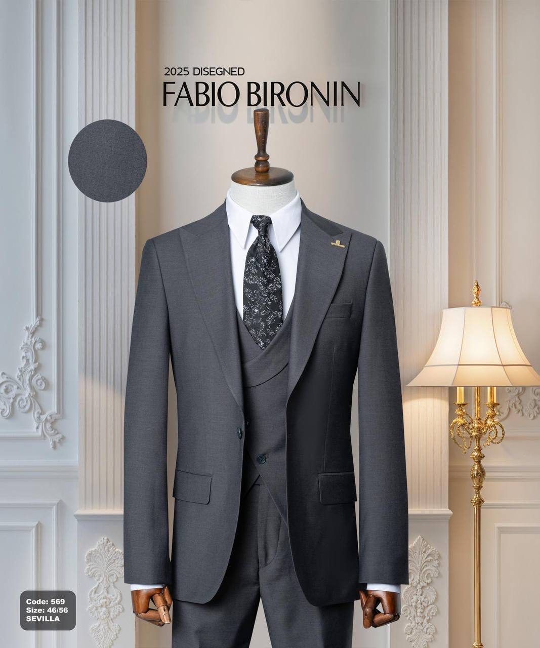 Three Piece Slim Fit Men's Suit with Vest thumbnail