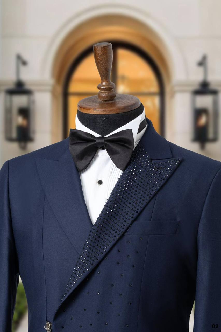 Asymmetric Zip Closure Ceremony Tuxedo with Crystal Details thumbnail