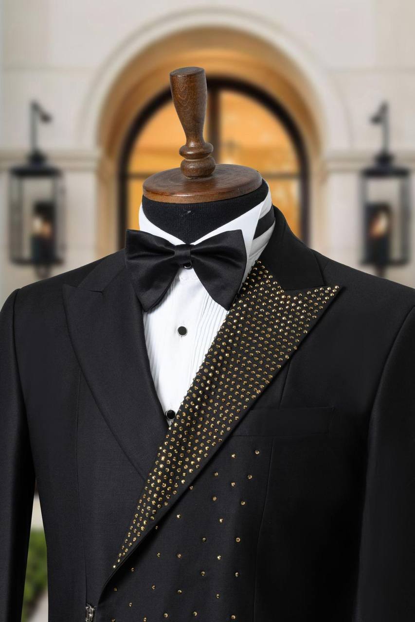 Asymmetric Zip Closure Ceremony Tuxedo with Crystal Details thumbnail