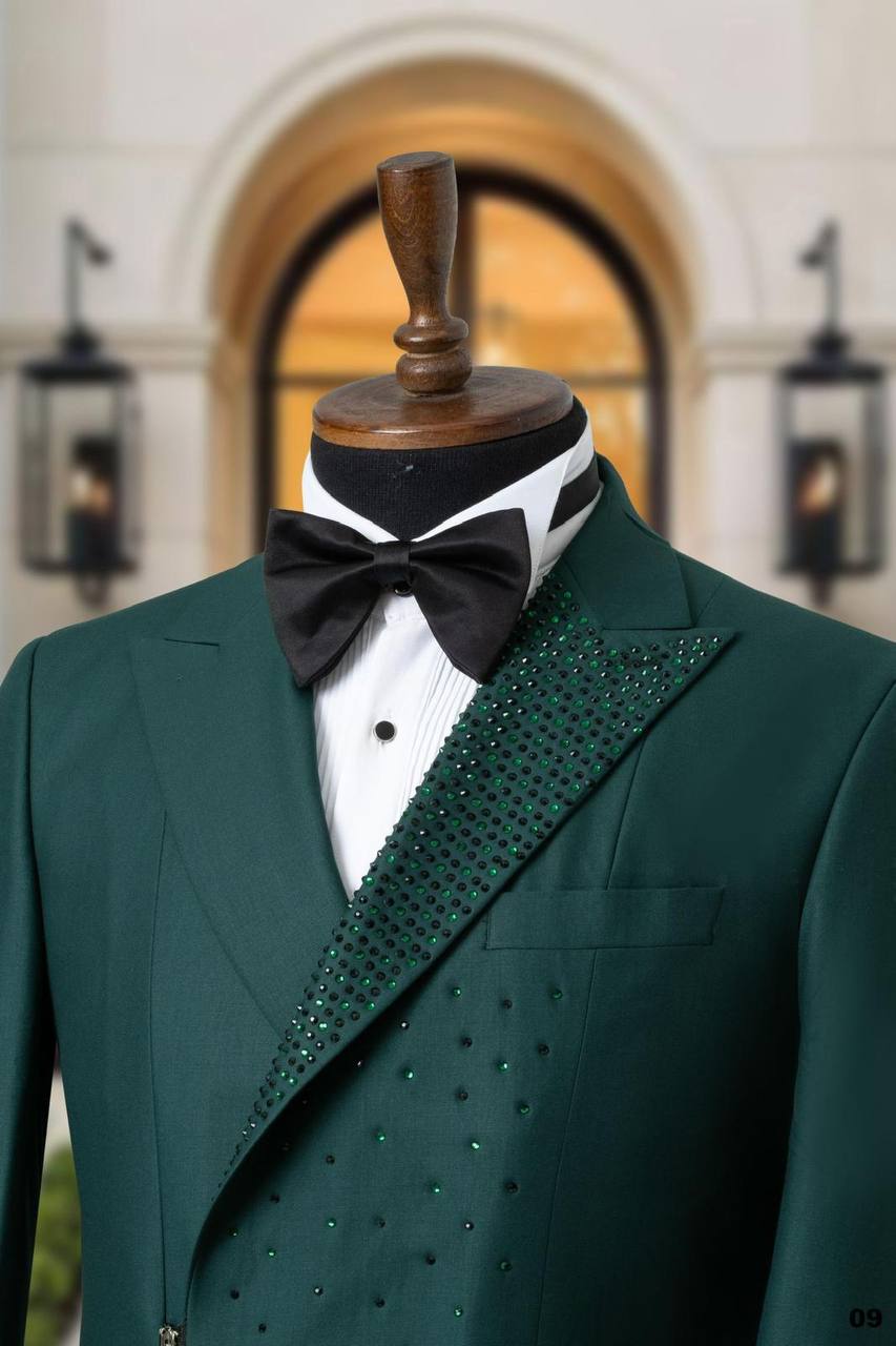 Asymmetric Zip Closure Ceremony Tuxedo with Crystal Details thumbnail