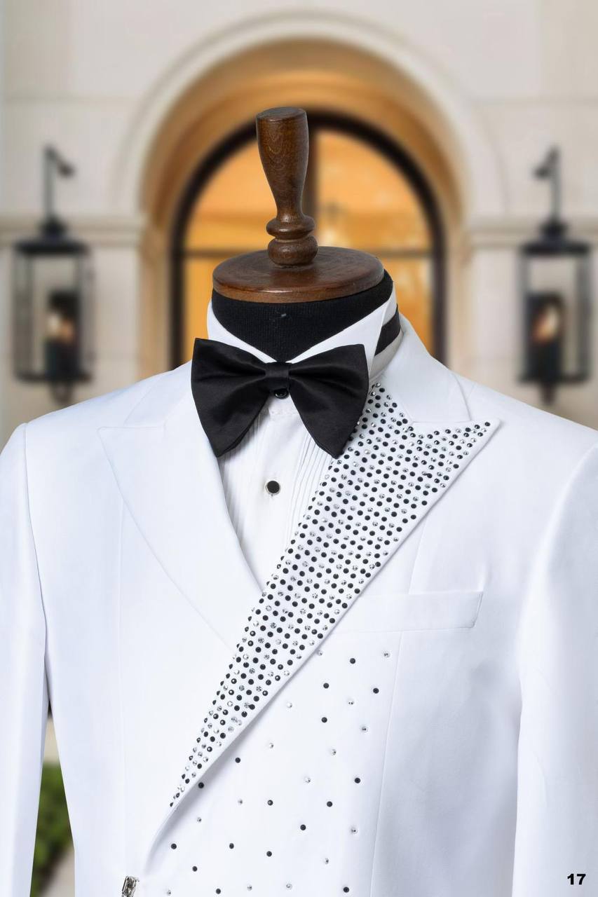 Asymmetric Zip Closure Ceremony Tuxedo with Crystal Details thumbnail