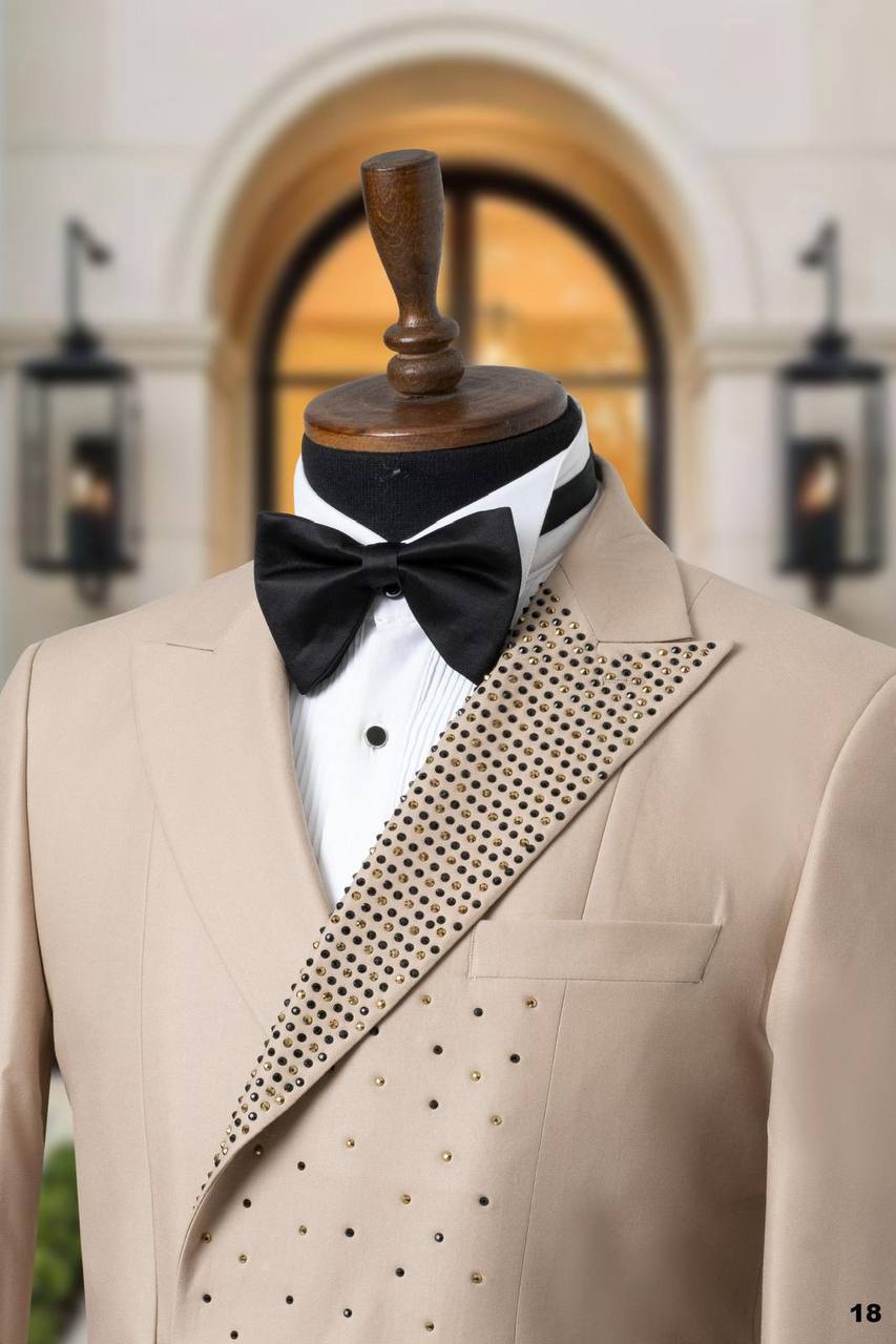 Asymmetric Zip Closure Ceremony Tuxedo with Crystal Details thumbnail