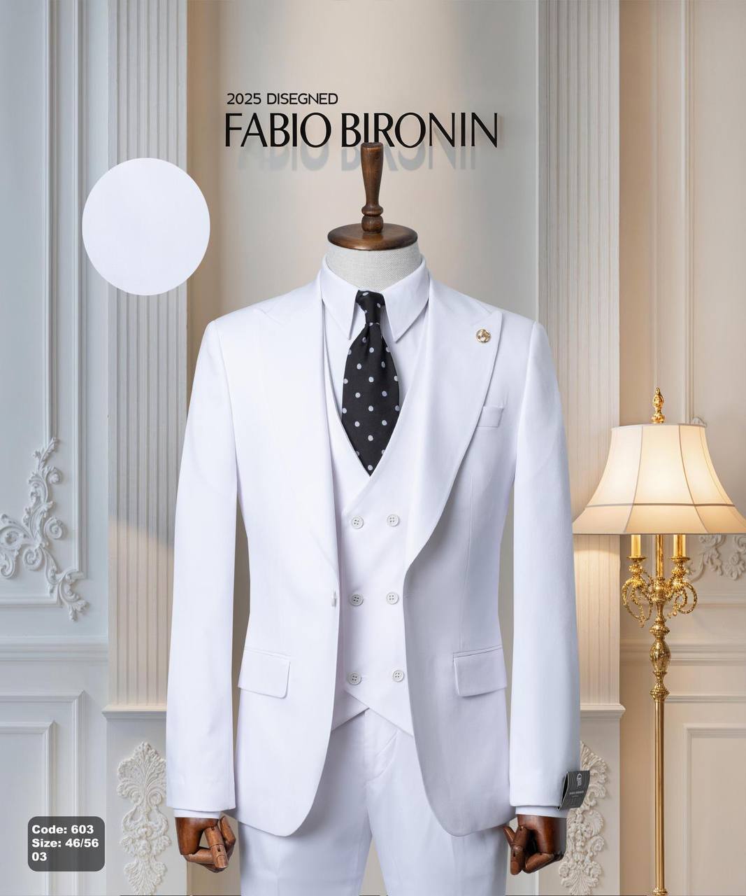 Three Piece Slim Fit Men's Suit with Double-Breasted Vest thumbnail