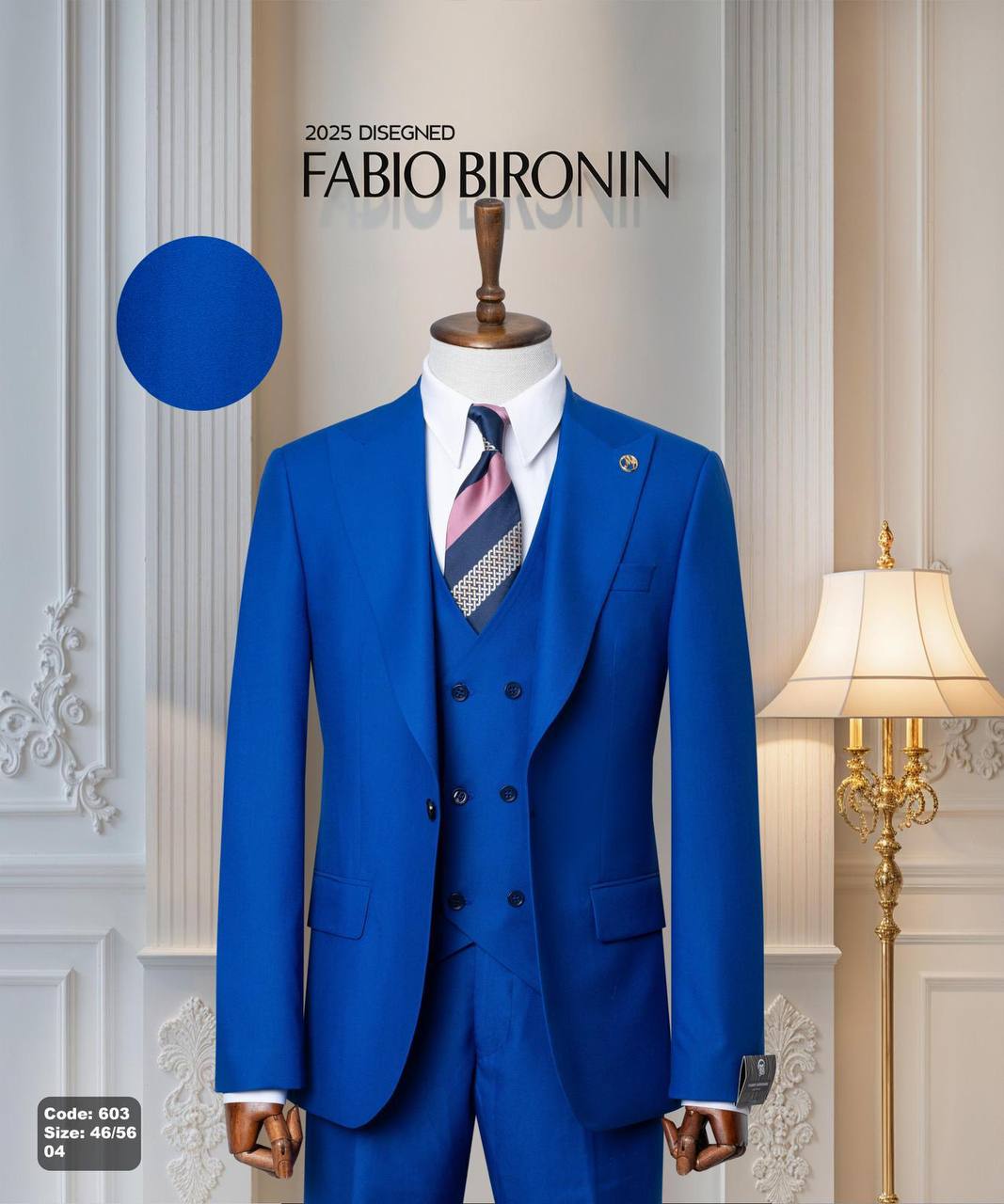 Three Piece Slim Fit Men's Suit with Double-Breasted Vest thumbnail