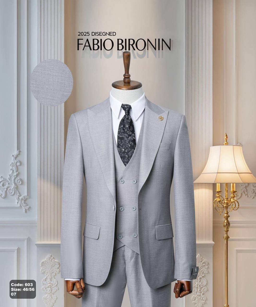 Three Piece Slim Fit Men's Suit with Double-Breasted Vest thumbnail