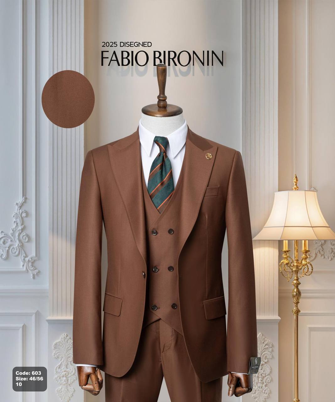 Three Piece Slim Fit Men's Suit with Double-Breasted Vest thumbnail