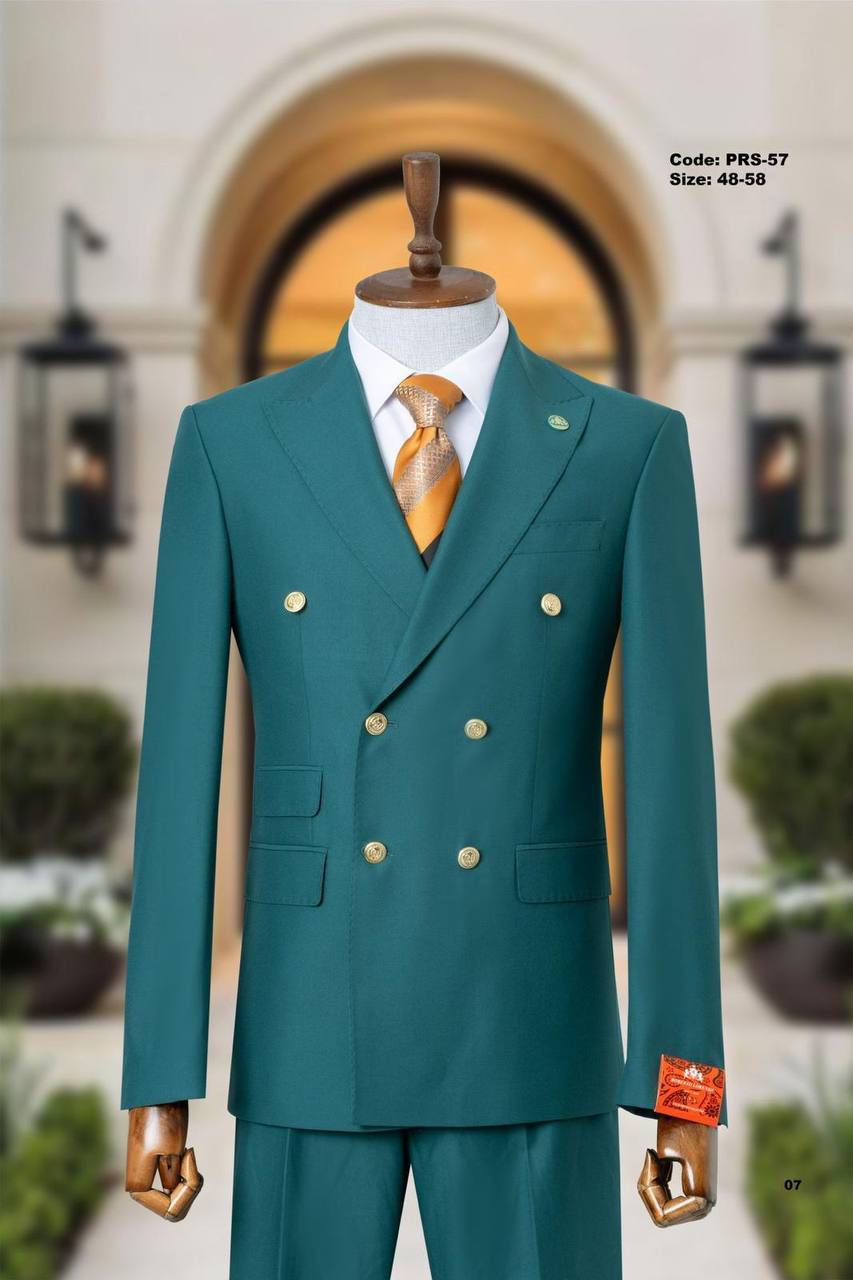 Double-Breasted Peak Lapel Suit with Gold Buttons thumbnail