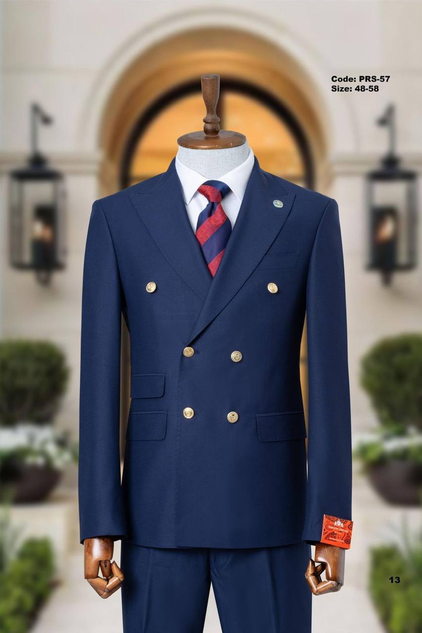 Double-Breasted Peak Lapel Suit with Gold Buttons thumbnail