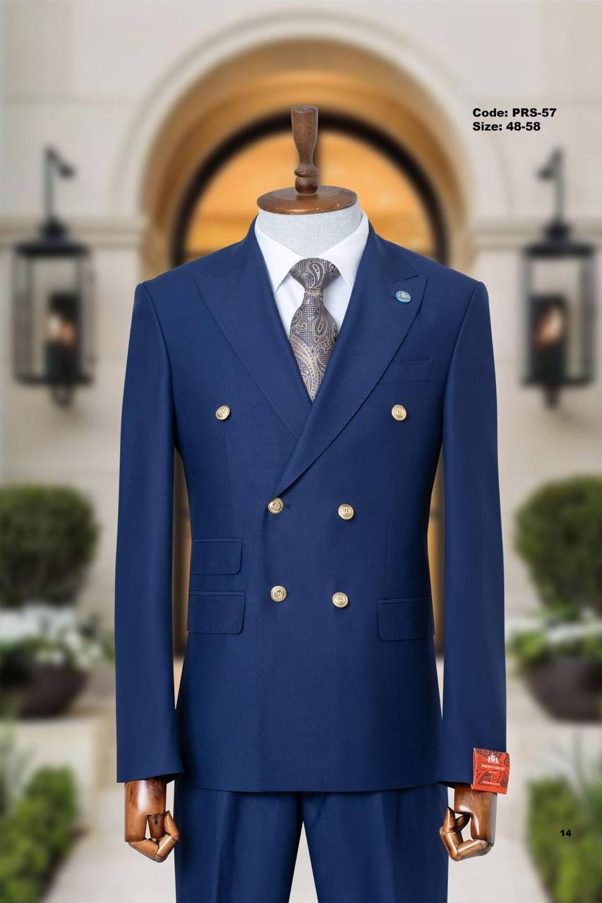 Double-Breasted Peak Lapel Suit with Gold Buttons thumbnail