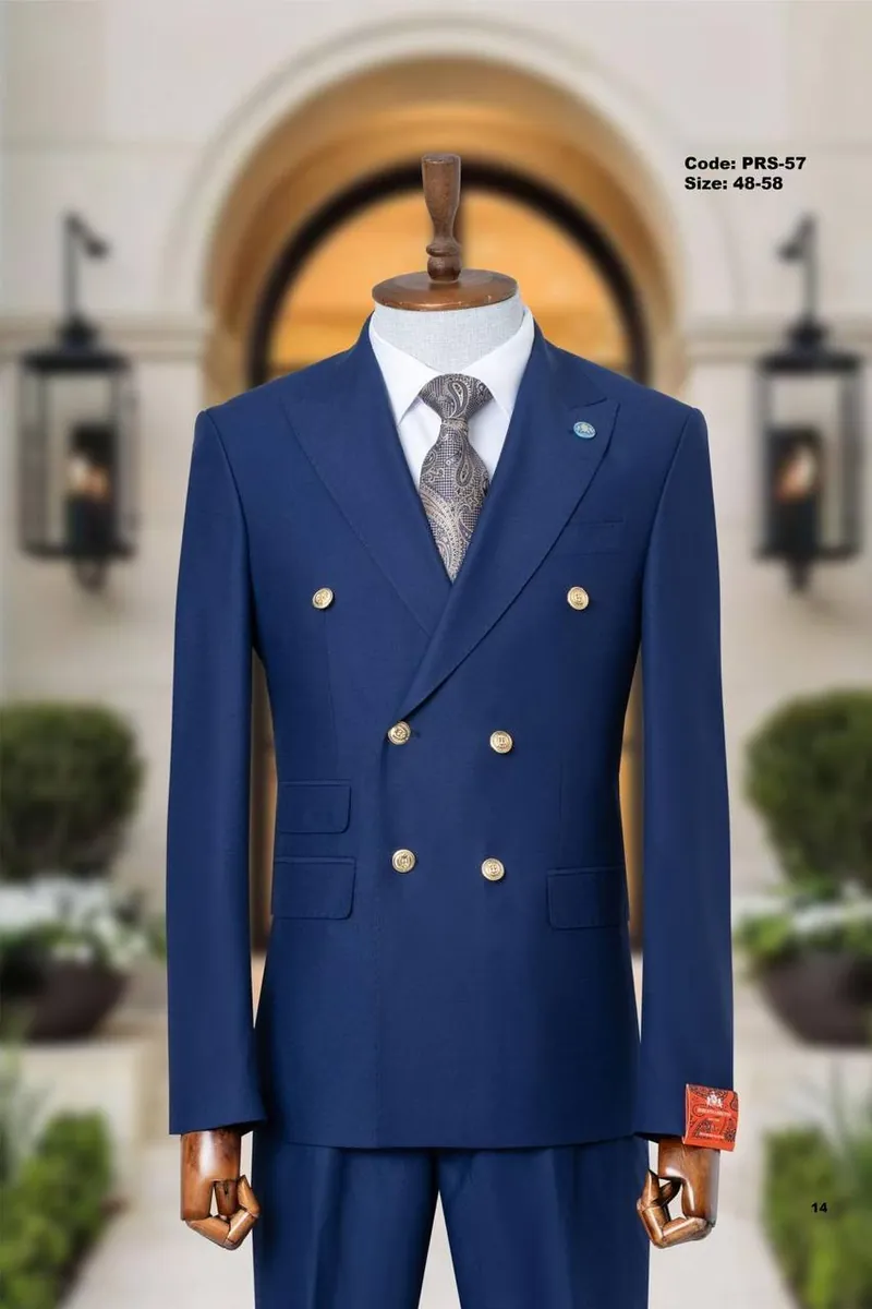 Double-Breasted Peak Lapel Suit with Gold Buttons – view 6