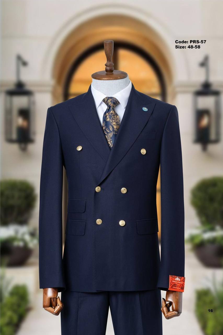 Double-Breasted Peak Lapel Suit with Gold Buttons thumbnail