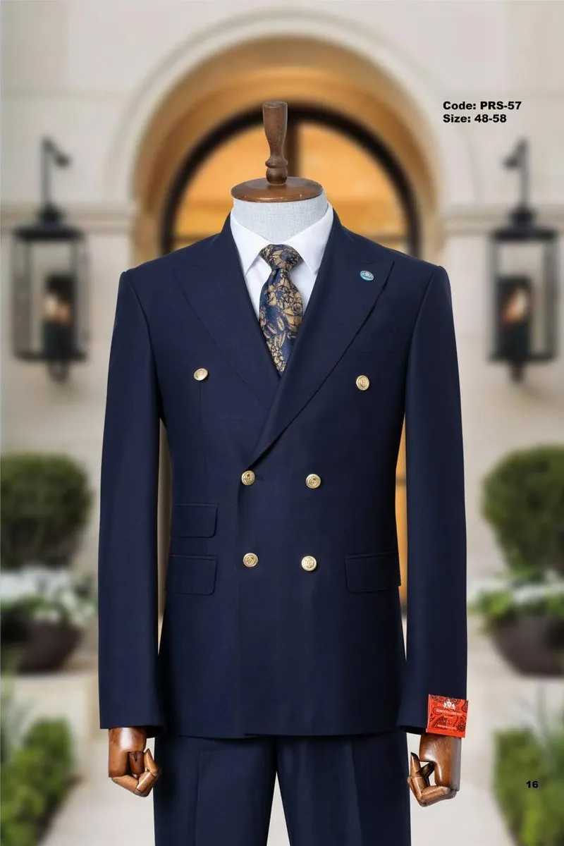 Double-Breasted Peak Lapel Suit with Gold Buttons – view 7